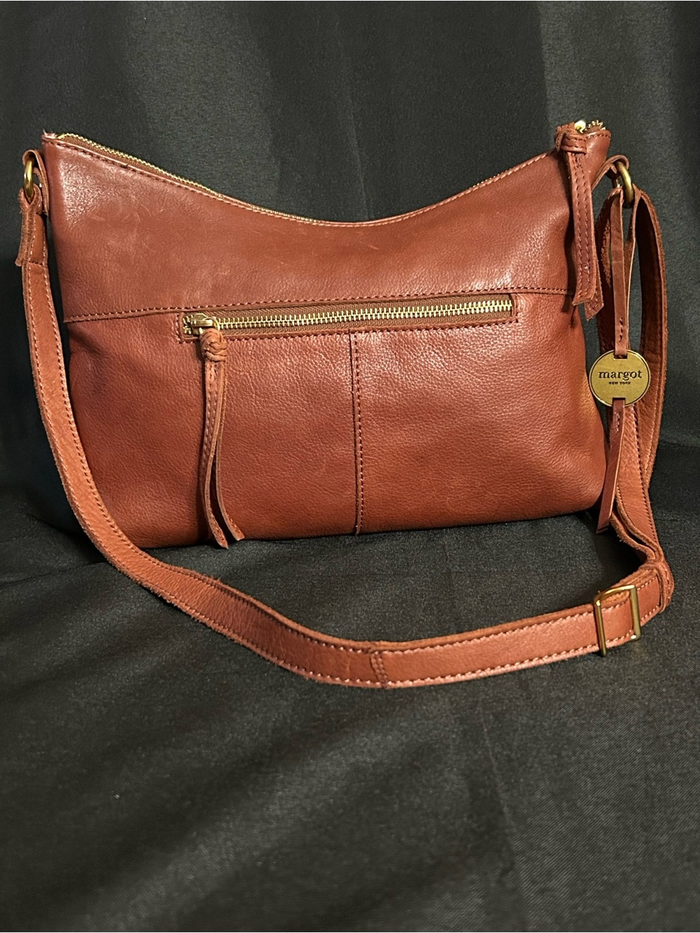 Margot New York Leather Crossbody Bag Shoulder Bag Purse Shade Brandy